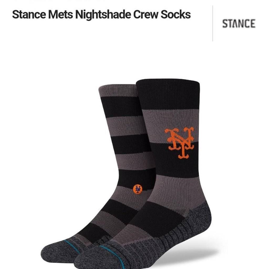NEW Stance MLB New York Mets Nightshade Performance Blend Crew Socks Gray/Black