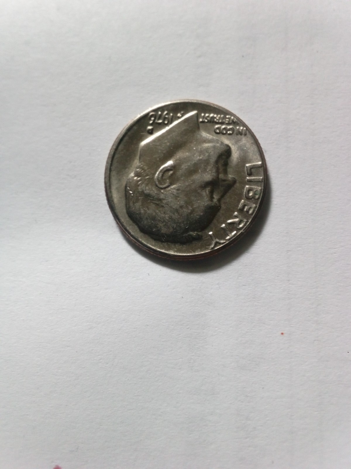 1976 d roosevelt dime extra leaf and in God we trust is off center