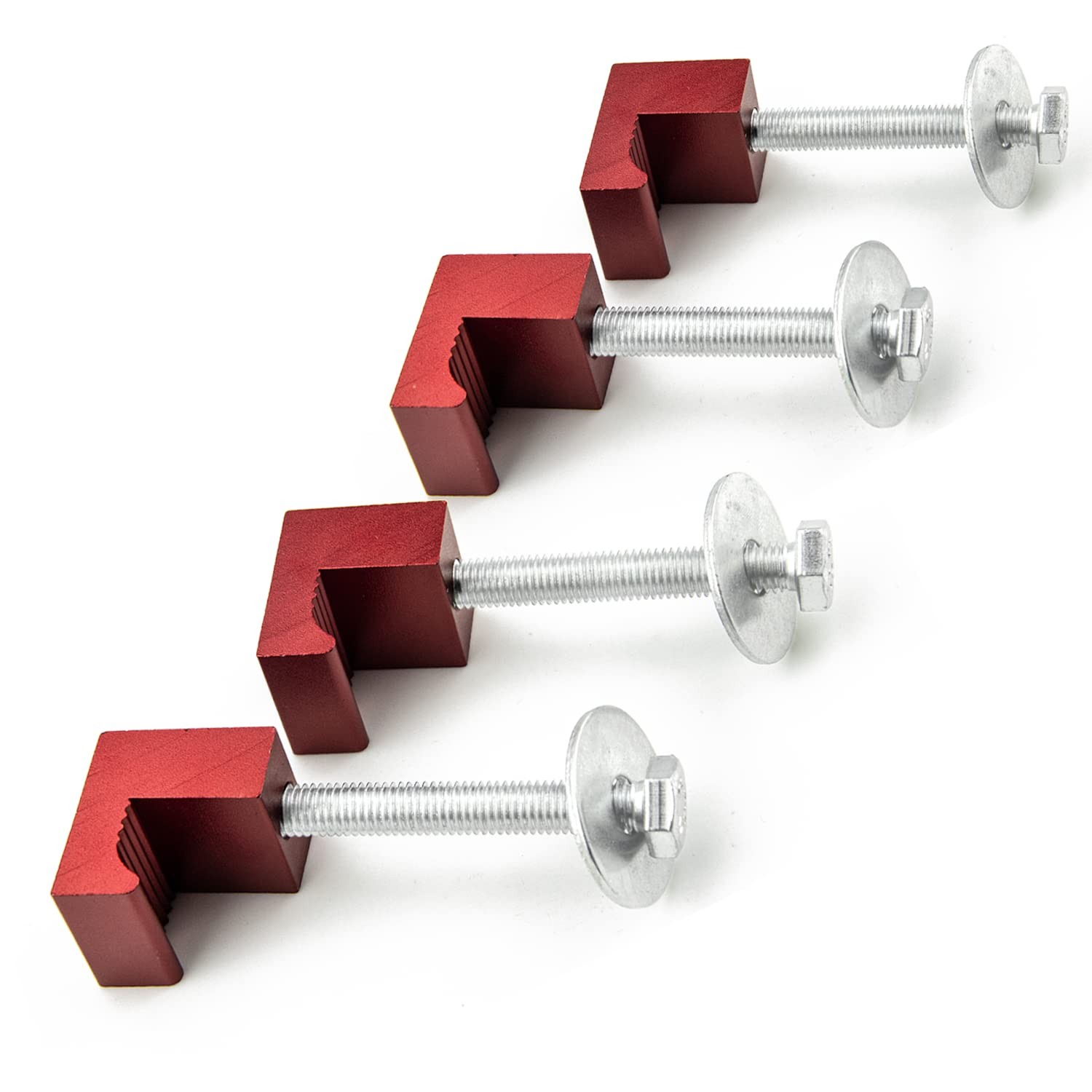 Tool Box Mounting Clamps J Hooks Kit for Pickup Truck, Tie Downs Aluminum Red
