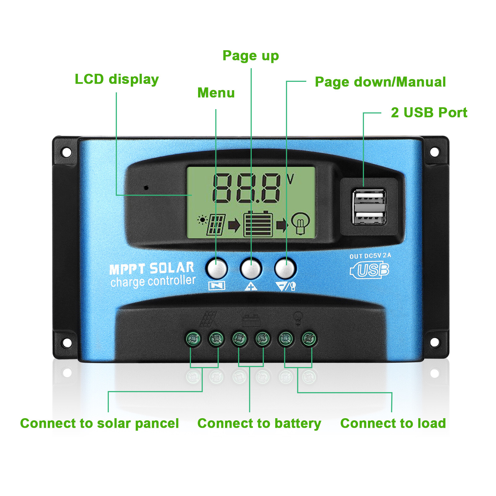 100A MPPT Solar Panel Regulator Charge Controller 12V 24V Auto Focus Tracking