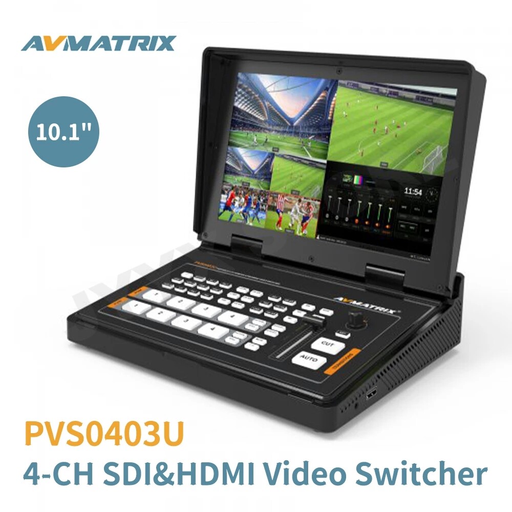 AVMATRIX PVS0403U 4-CH Dual SDI HDMI Video Switcher 10.1" Screen FHD IPS Monitor