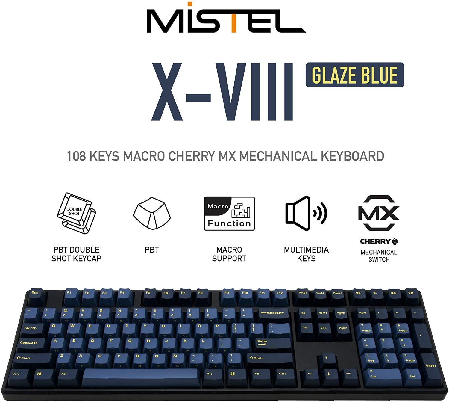 Mistel X-VIII Mechanical Keyboard with Cherry MX Switch, Full Size, USB Type C