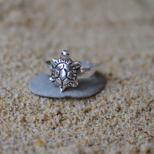 Daily Use Solid Metal Womens Adjustable Turtle Toe Ring White Gold Plated Silver