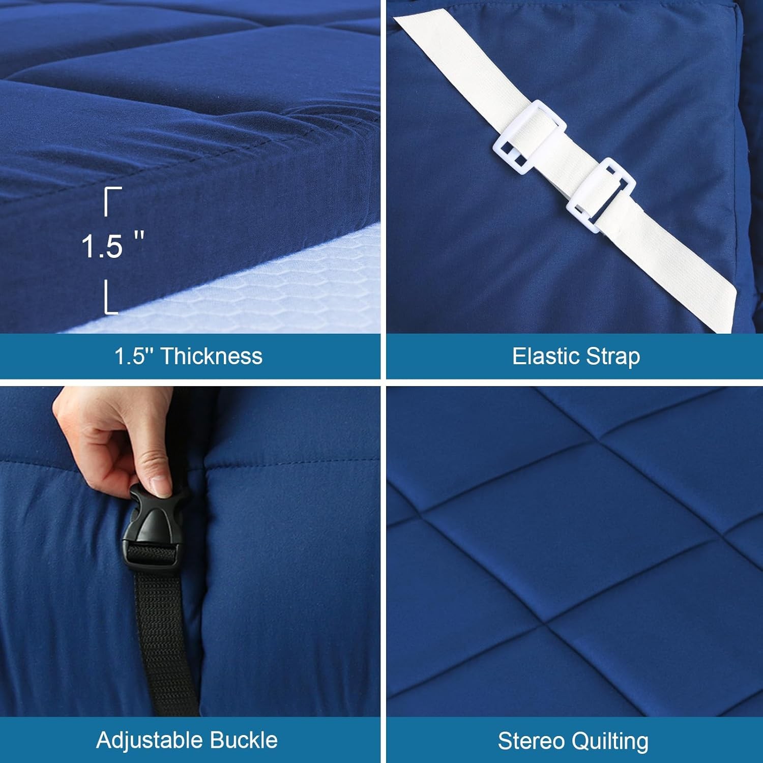 Cot Mattress Topper Improved Thickness Foam Quilted Pads Camping Soft
