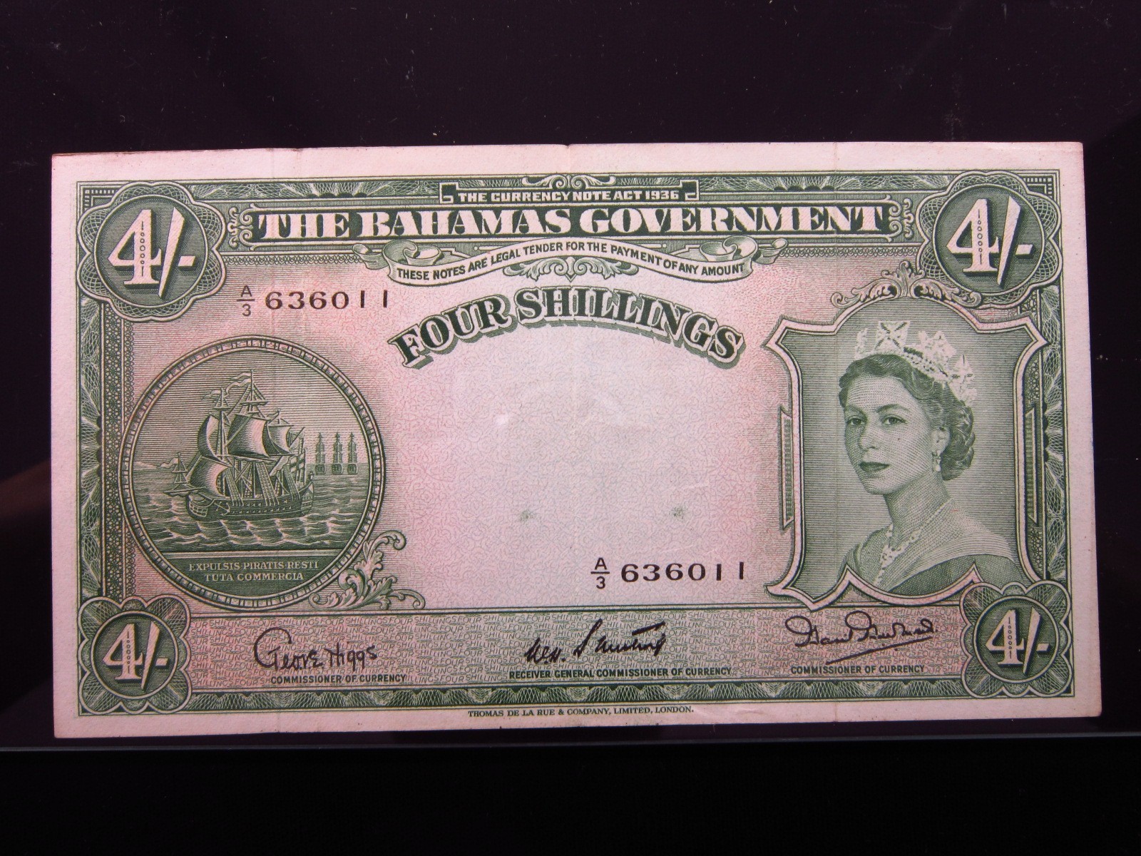 Bahamas 4 Shillings ND 1953 P13 P13 6011i0 Government Elizabeth II Bank Money