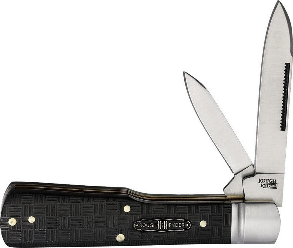 Rough Ryder Black Reserve Gunstock Folding Knife Pakkawood Handle - RR2570