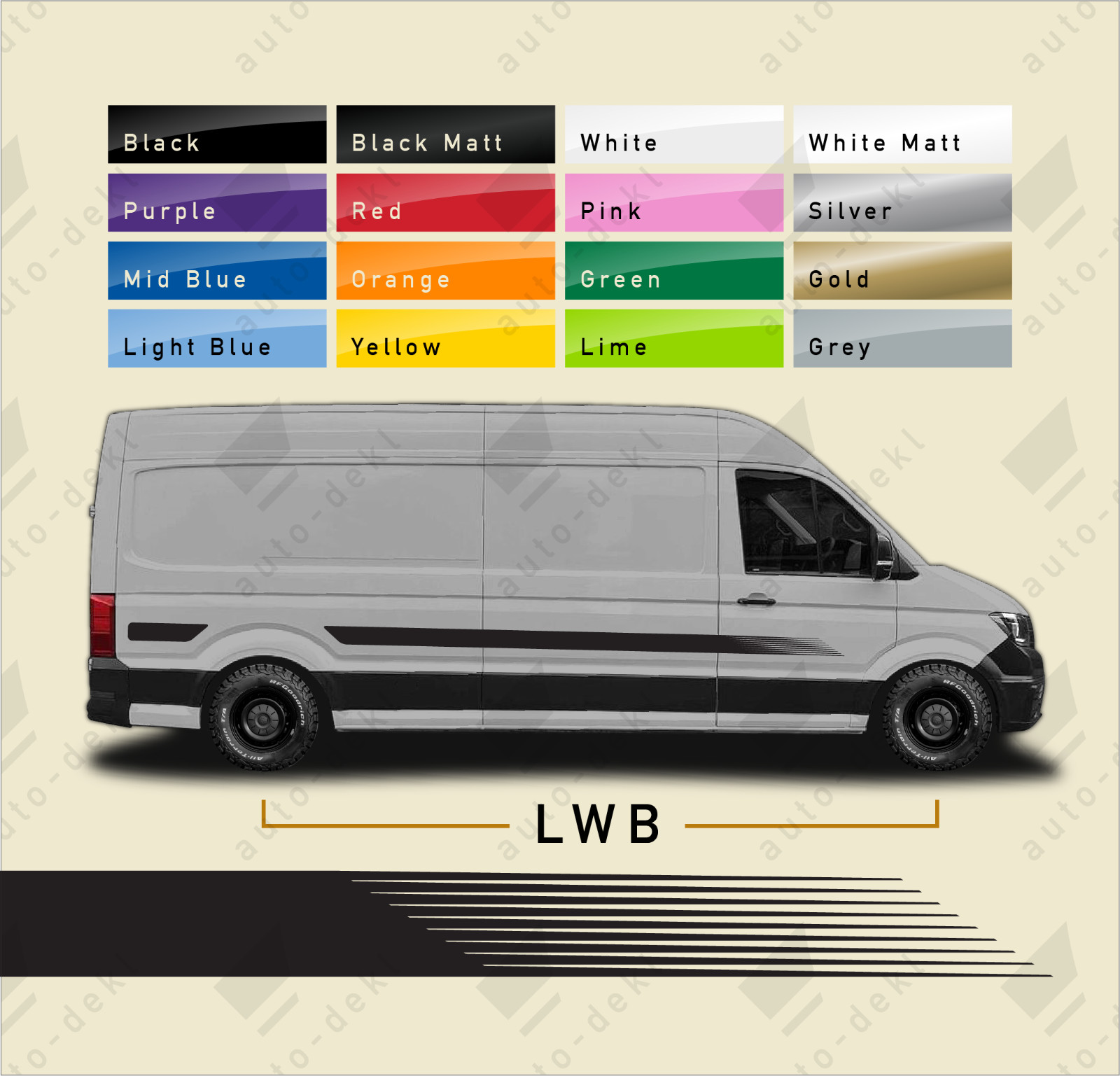 Fits MAN TGE Long LWB - Side Stripe Van Motorhome Decal Camper Stickers