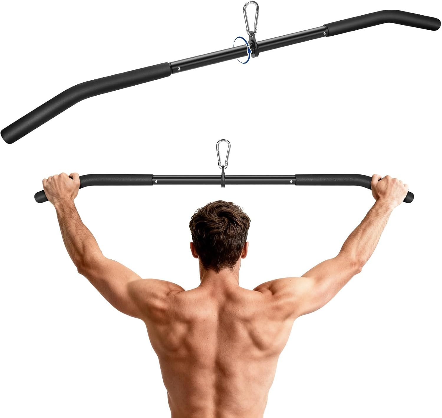 39.7 Inch Lat Pulldown Bar 360° Rotation Cable Machine Attachment Gym Handle