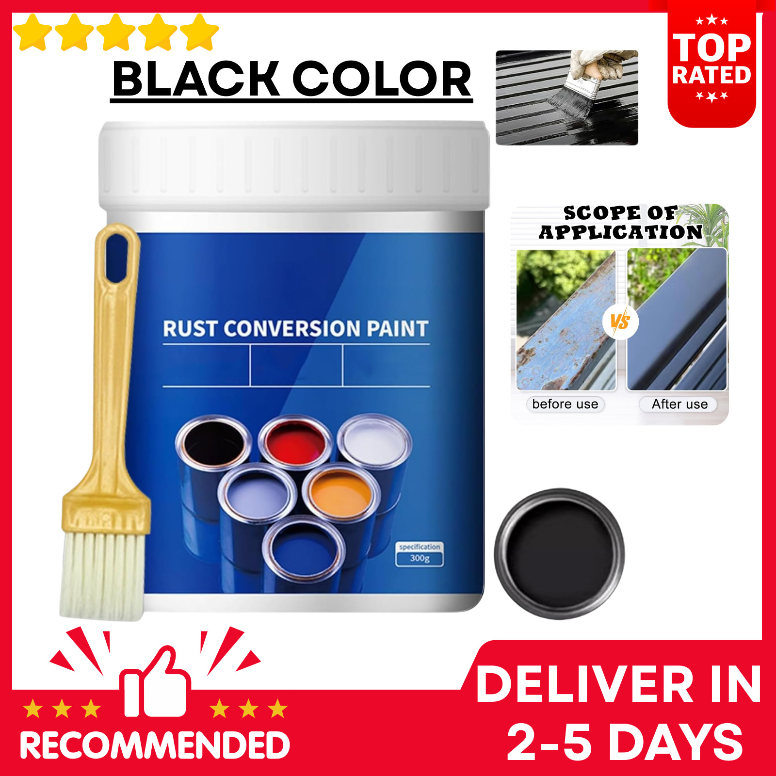 Weatherproof Rust Converter Paint for Metal, Rust Remover for Metal and Primer,