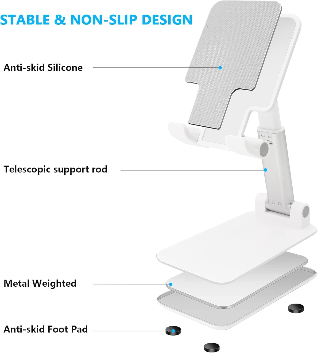 Cell Phone Stand, Folding Desktop Phone Stand, Angle Height Adjustable Mobile Ph