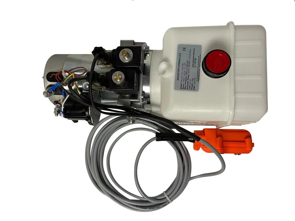 Hydraulic Pump for Dump Trailer, 12 Volt DC Power Unit Double Acting 12 Qt tank