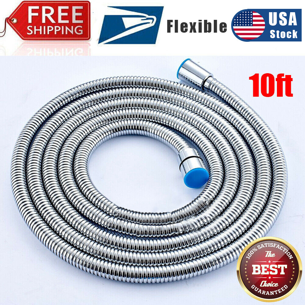 10FT Shower Head Hose Handheld Extra Long Stainless Steel Bathroom Flexible Tube