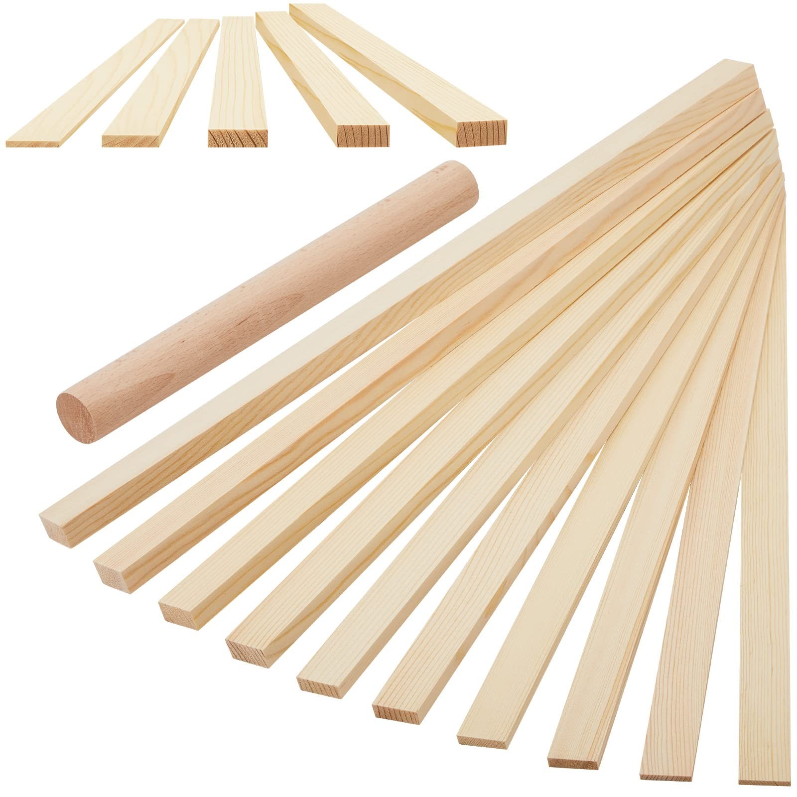 FairySandy 11 Pcs Pottery Teaching Rolling Mud Stick Guide and Wood Rolling P...