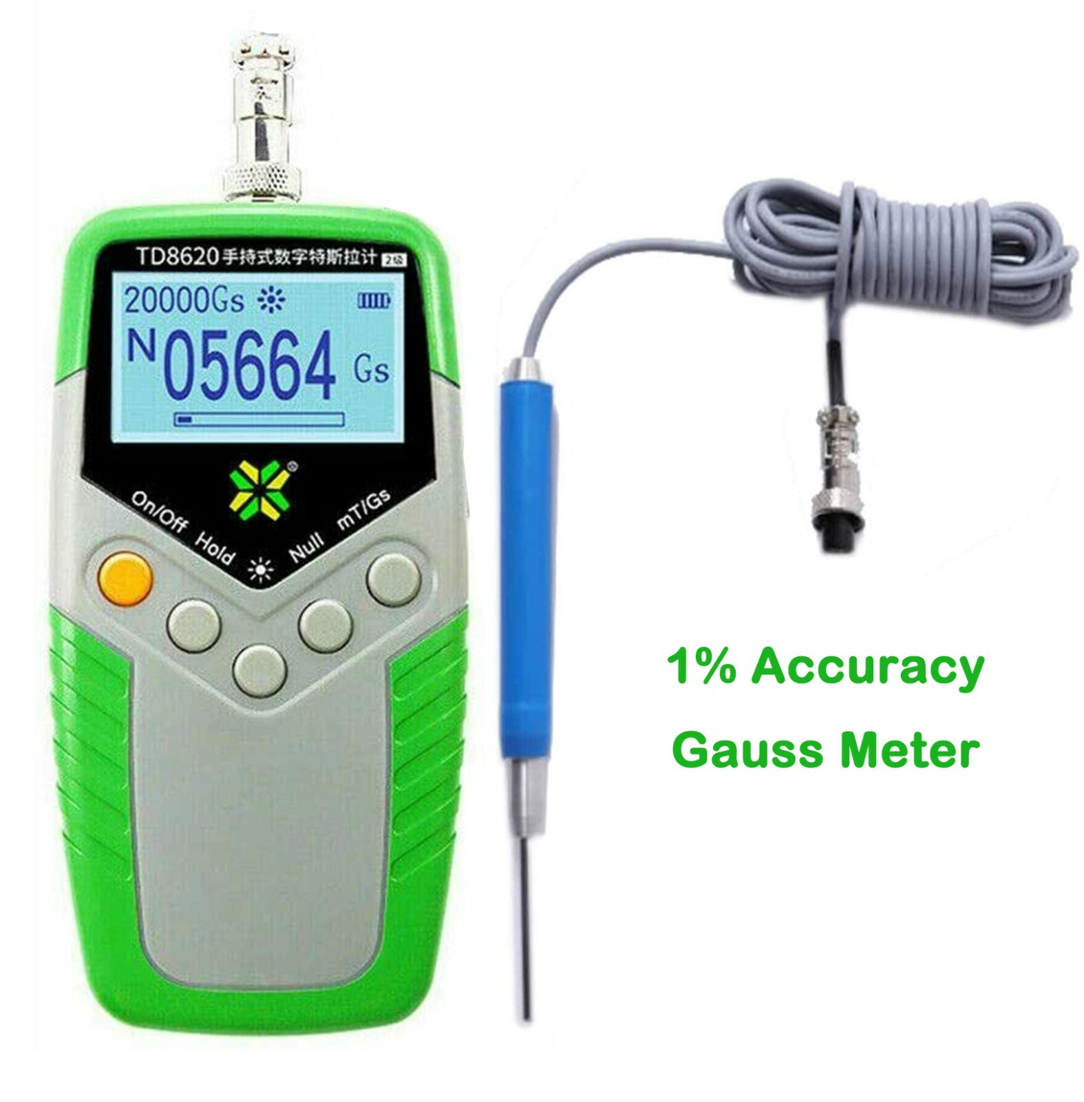 Gauss Meter Digital Tesla Meter Magnetic Field Tester Flux Meter 1% Axia