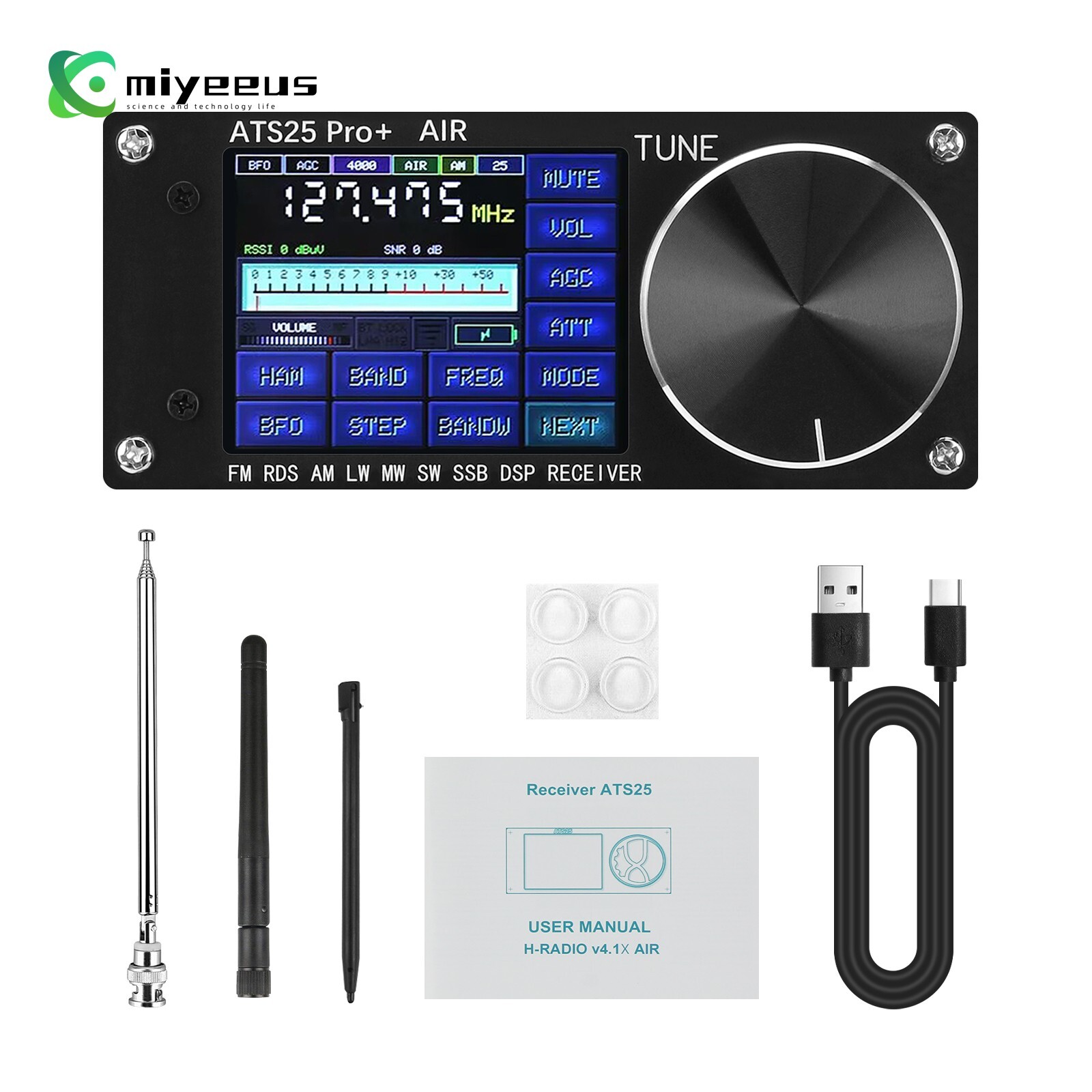HAMGEEK ATS25 Pro+ FM SW SSB MW LW AIR SDR Receiver Aviation Band Receiver *USA