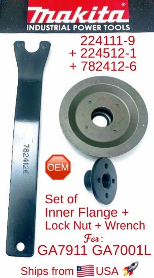 MAKITA 224111-9 + 224512-1 +782412-6 OEM Set of Flange, L/Nut for GA7911 GA7001L