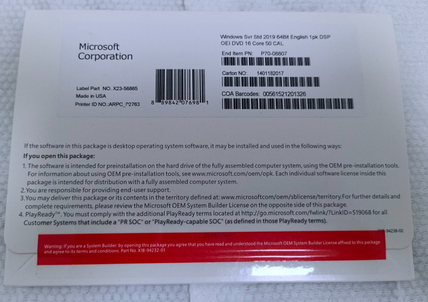 Win Server 2019/2022/2025 Standard 64-bit License Key & DVD 16 Core 50 CAL NEW