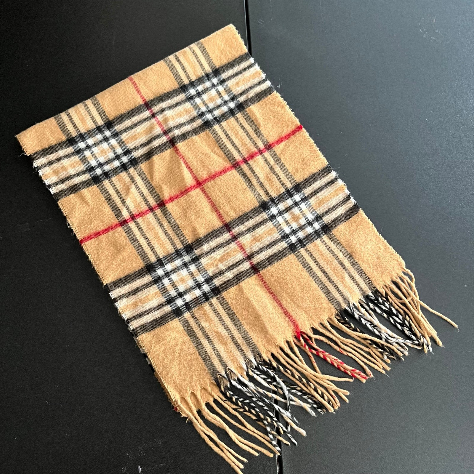 V Fraas Cashmink Mens 54x11" Plaid  Fringe Rectangle Scarf Germany