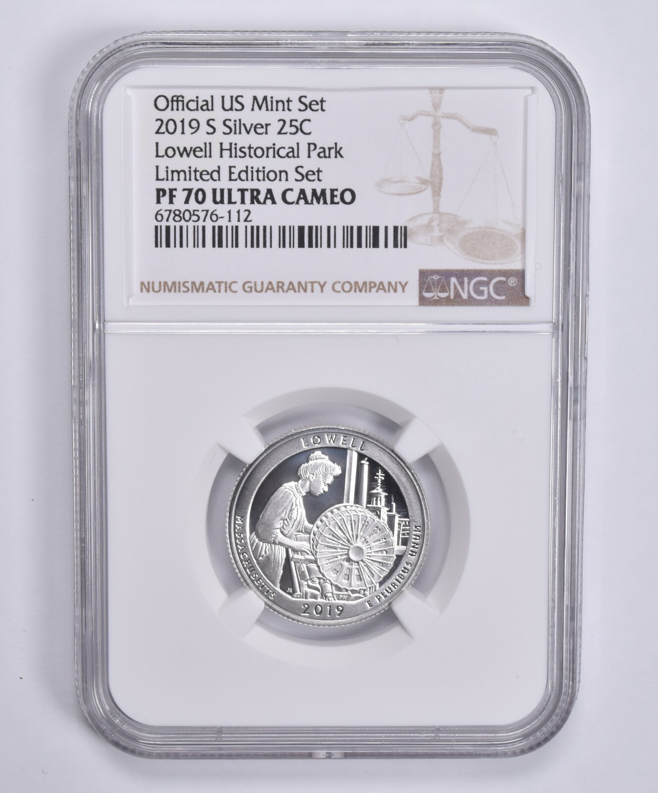 PF70 UCam 2019-S Silver Quarter Lowell Historical Park Limited Edition NGC