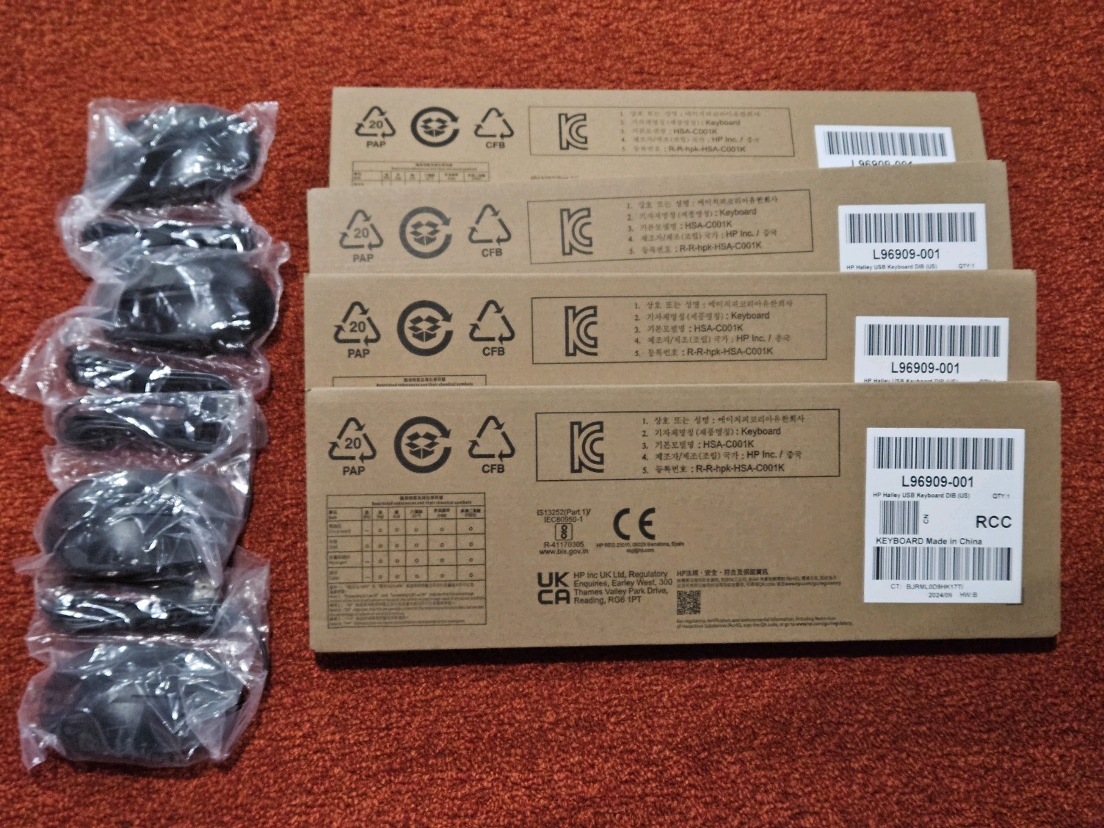 HP USB Keyboard (L96909) and Mouse (M27537) You Are Bidding On A Qty. of 4