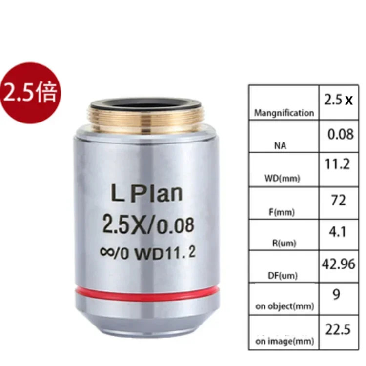 Long Working Distance Flat Field Infinite Infinity Plan Objective Lens 5X-100X