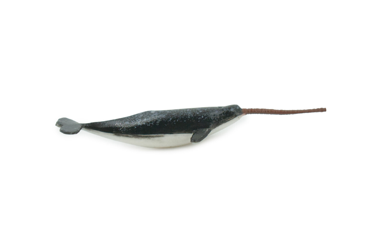 Whale Narwhal Unicorn of the Sea Rubber Realistic Toy Model  Gift 3" CH538 BB159
