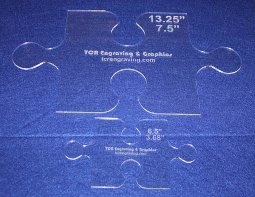 Templates-2 Piece Set  Puzzle Pieces - 1/8" Clear Acrylic -