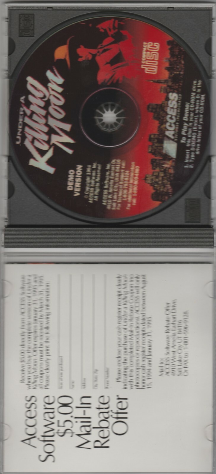 Under a Killing Moon CD-Rom by ACCESS Software, Inc. 1994