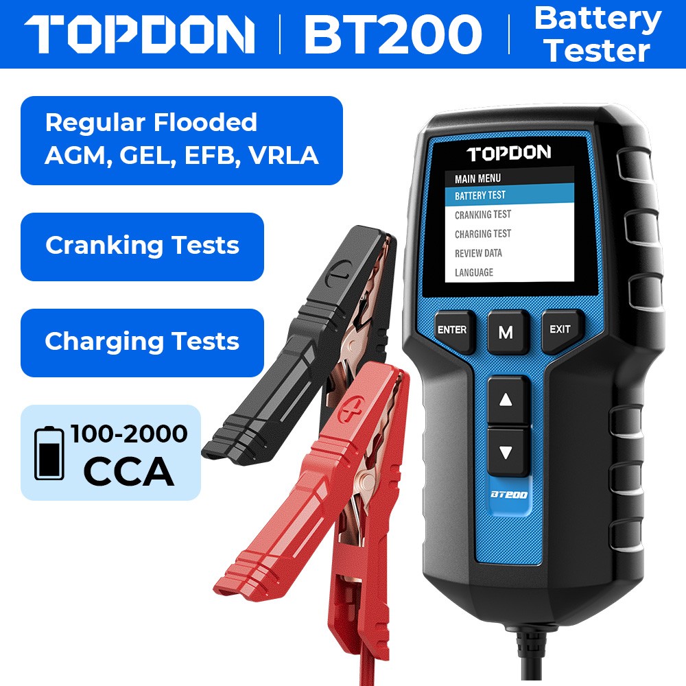 Car Battery Tester 12v Load Tester, TOPDON BT200 100-2000CCA Auto