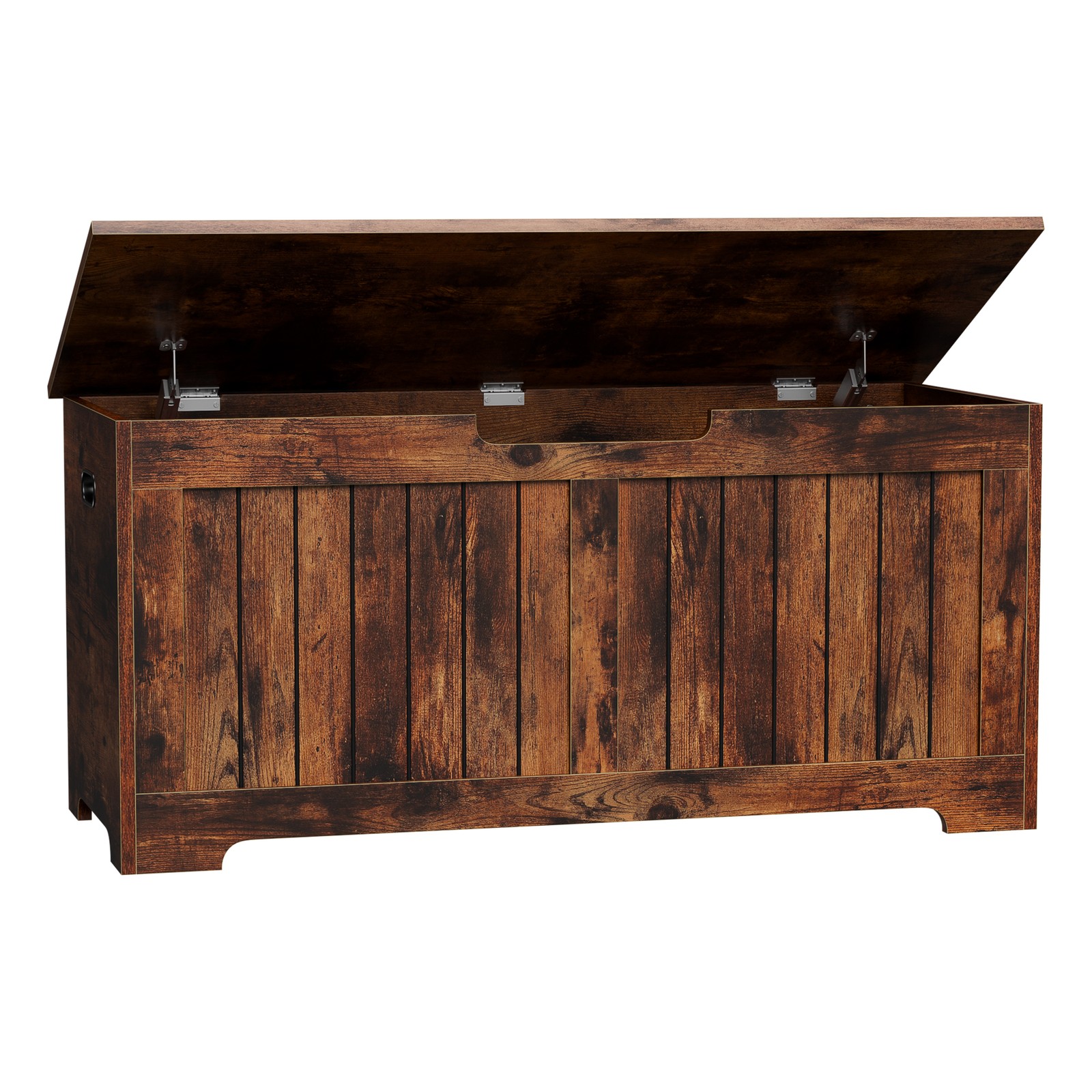 Storage Chest Storage Bench with Safety Hinge White for Playroom Rustic Brown