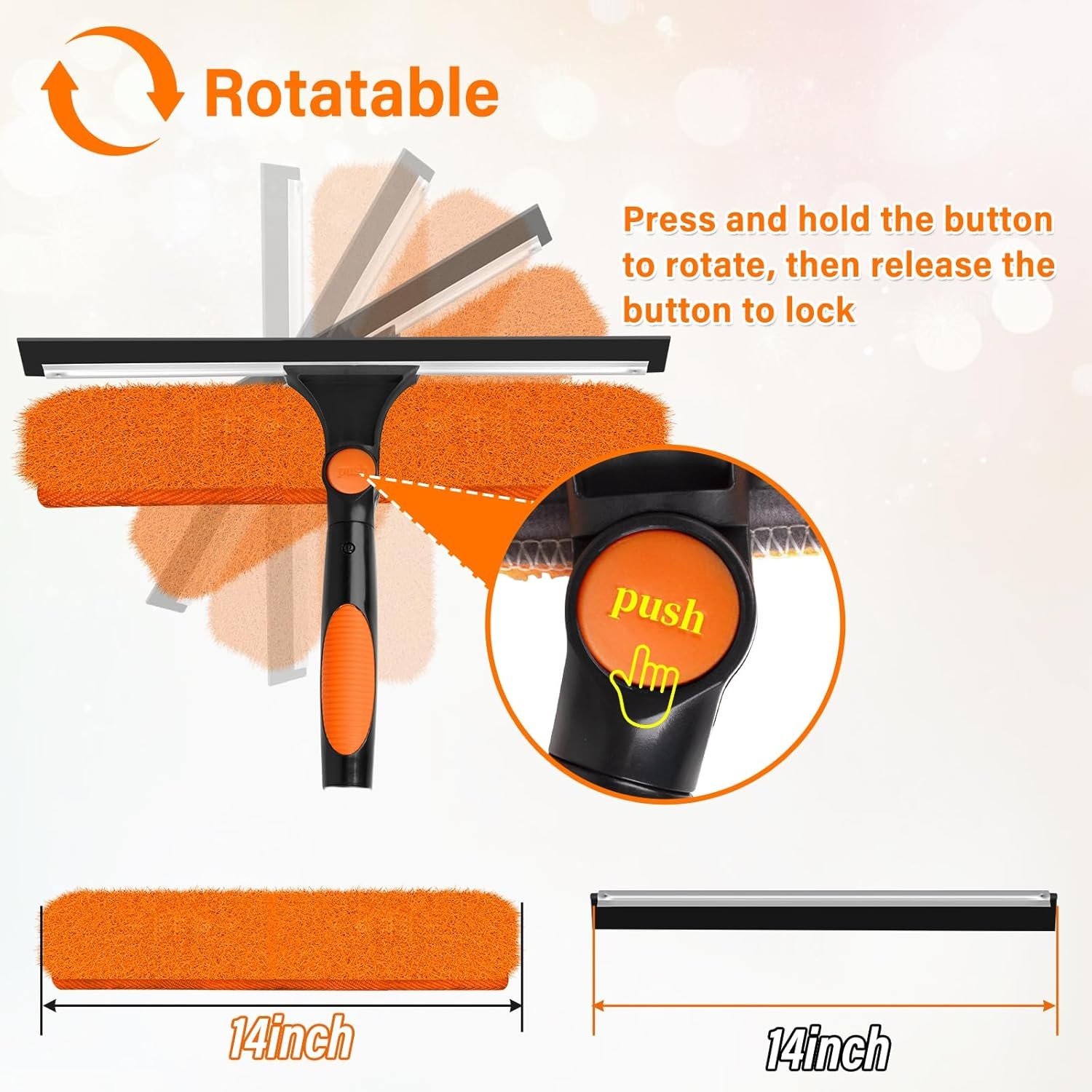 26FT Telescoping Window Cleaning Kit with 14" Squeegee - 2-in-1 Professional