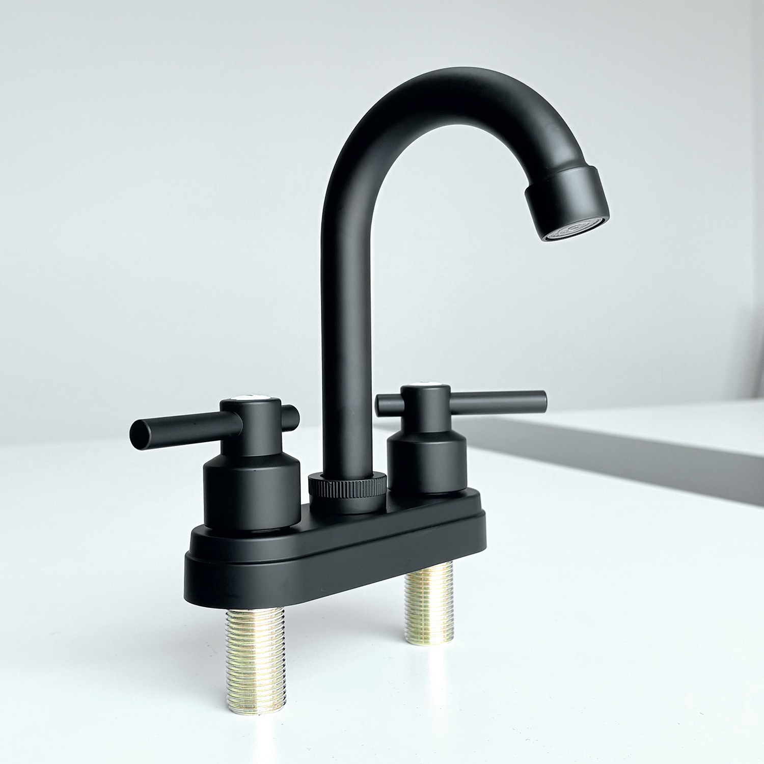 Stainless Steel+Plastic Sink Bathroom RV Faucet Tap Water Double Handle Black