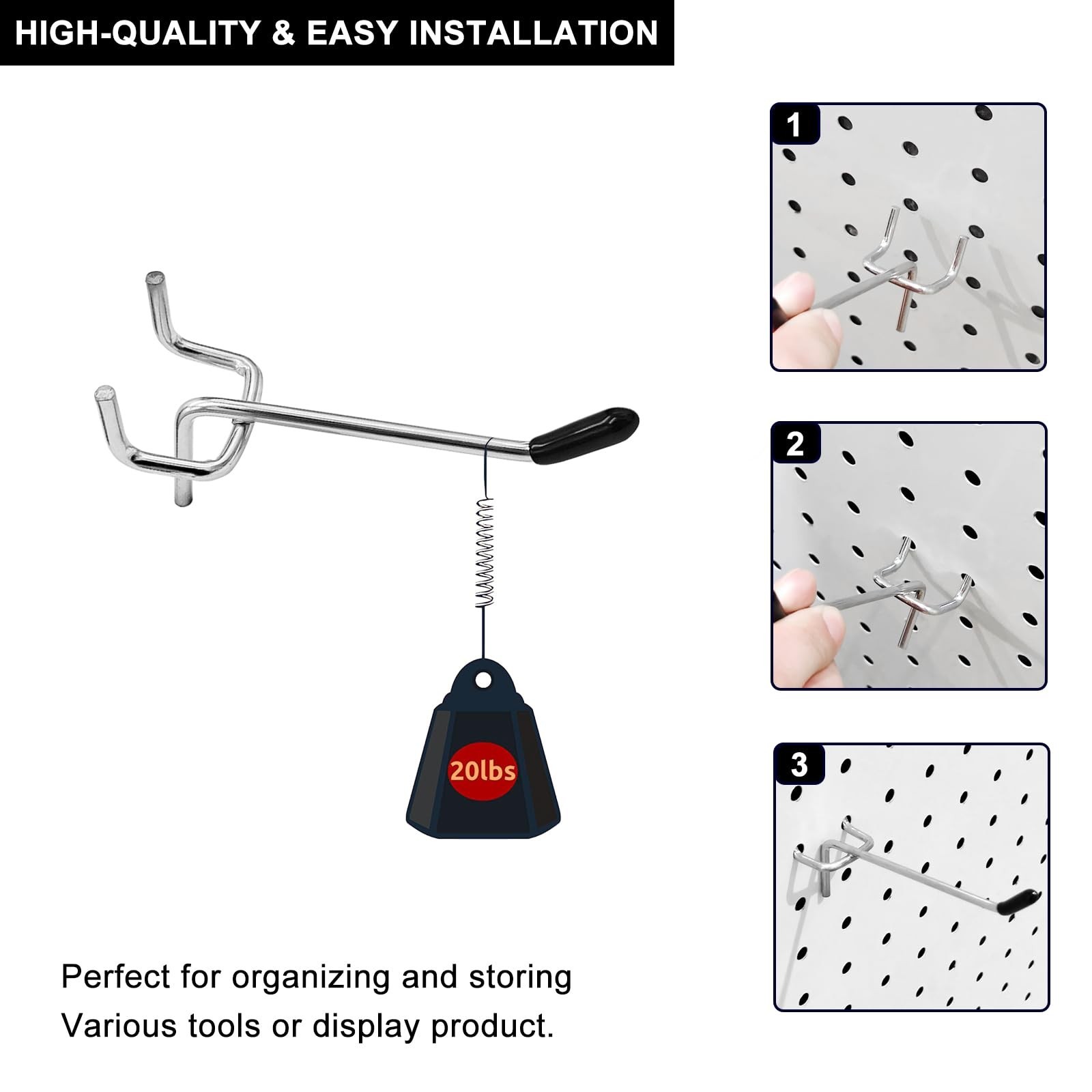 Pegboard Hooks Pegboard Accessories,2 inch,Pegboard Organizer Kit for Garage ...