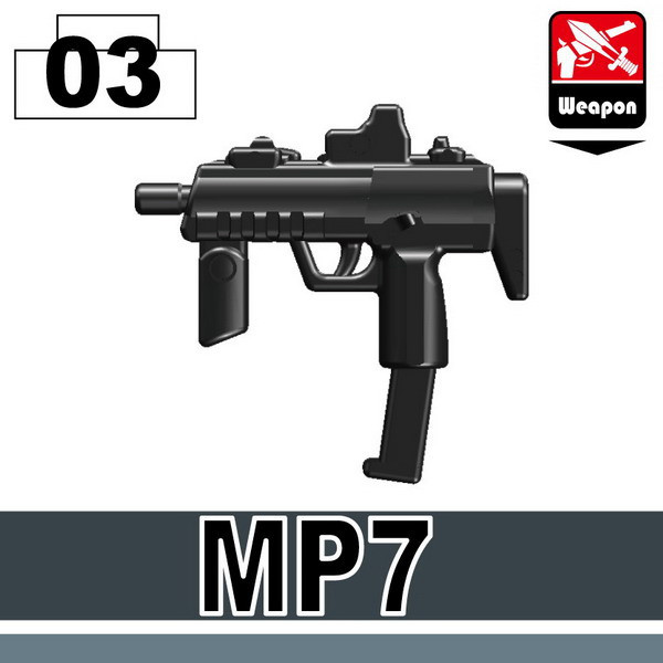 MP7 Black Machine Pistol SMG compatible w/toy brick minifigures Army SWAT