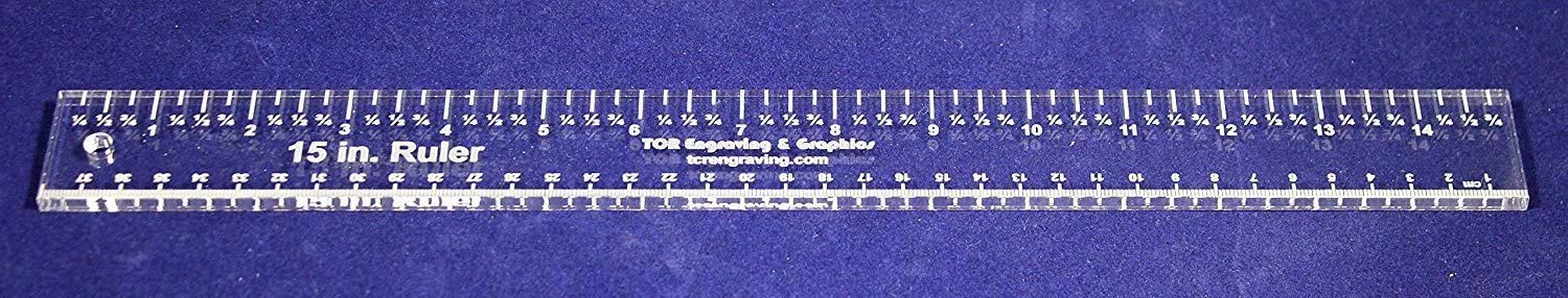 15" x 1.5" Ruler - 1/4" Clear Acrylic - Quilting/Sewing/Embroidery - Template