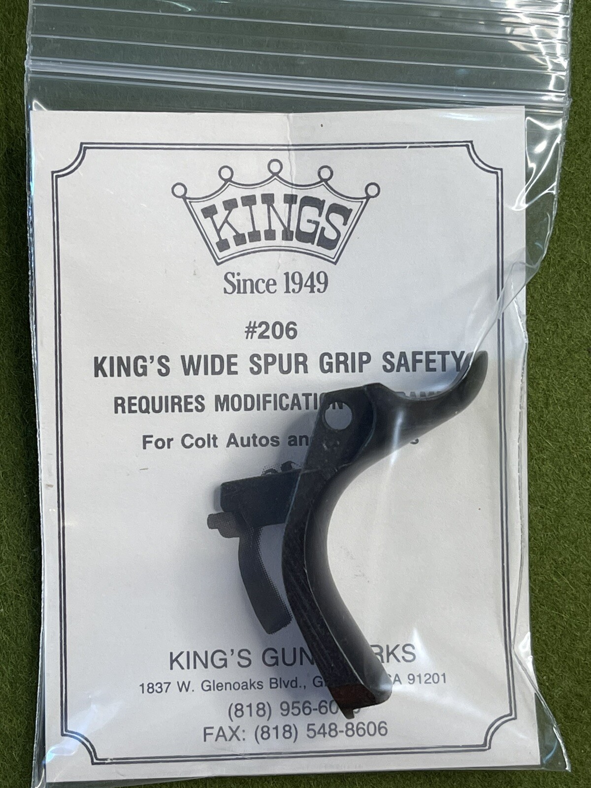 King's Gun Works 206 High Hand Hold Up-Sweep Design Grip Safety BL 70/80 NOS