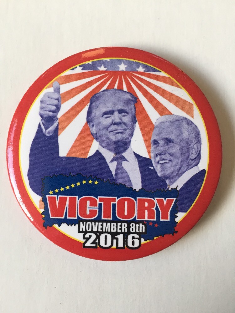 Victory November 8th 2016 Donald Trump for President 3" Button American Flag