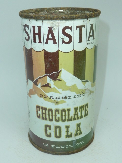 Empty Top Opened 12oz Shasta Chocolate Cola Flat Top
