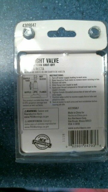 FIP Compression Brass Straight Stop Valve 24703 FREE SHIPPING