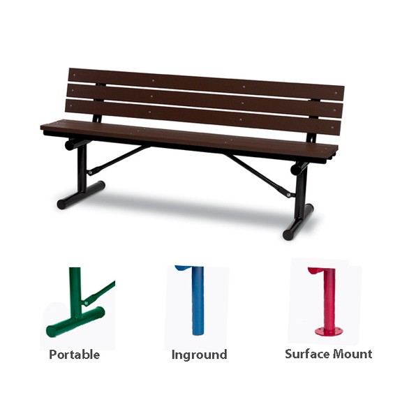 Wabash GV306G Signature Series 6'L Outdoor Bench, Slat Seat & Back, Surface M...