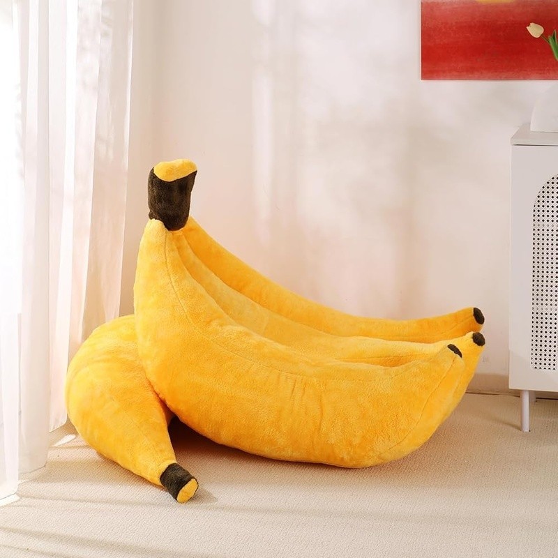 2-in-1 Banana Bean Bag Sofa Bed W/ Ottoman Soft Cozy Floor Chair Relaxation New