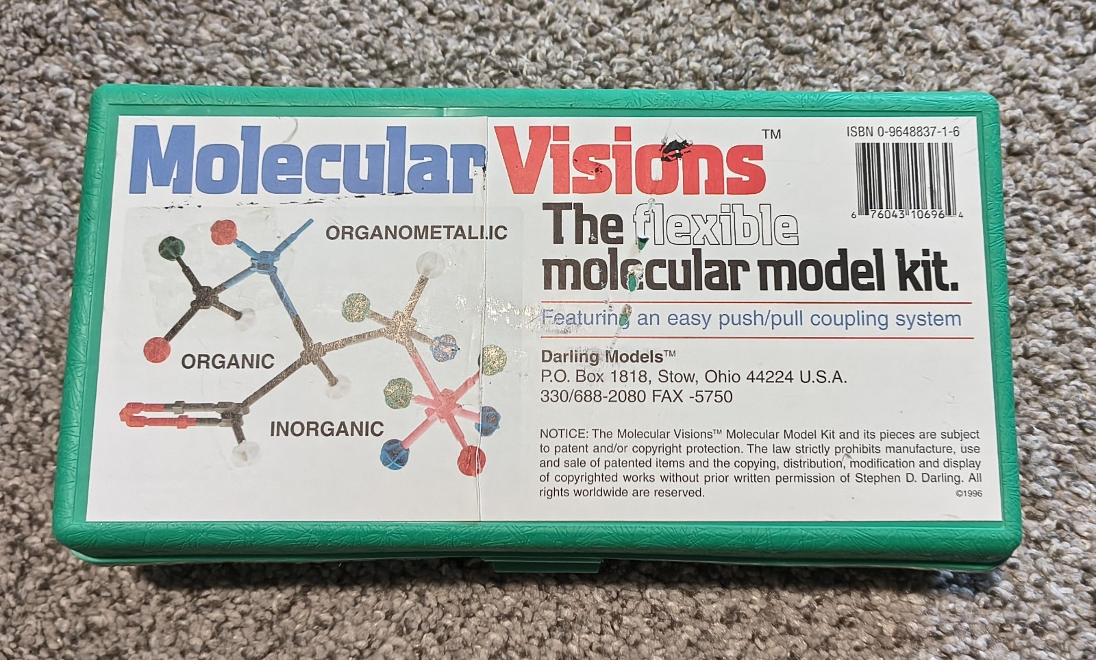 Molecular Visions Flexible Molecular Model Kit 1996 Edition