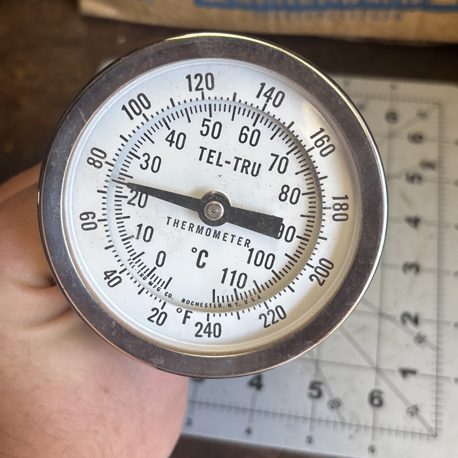 New Tel-Tru Stainless Thermometer : 3” dial face