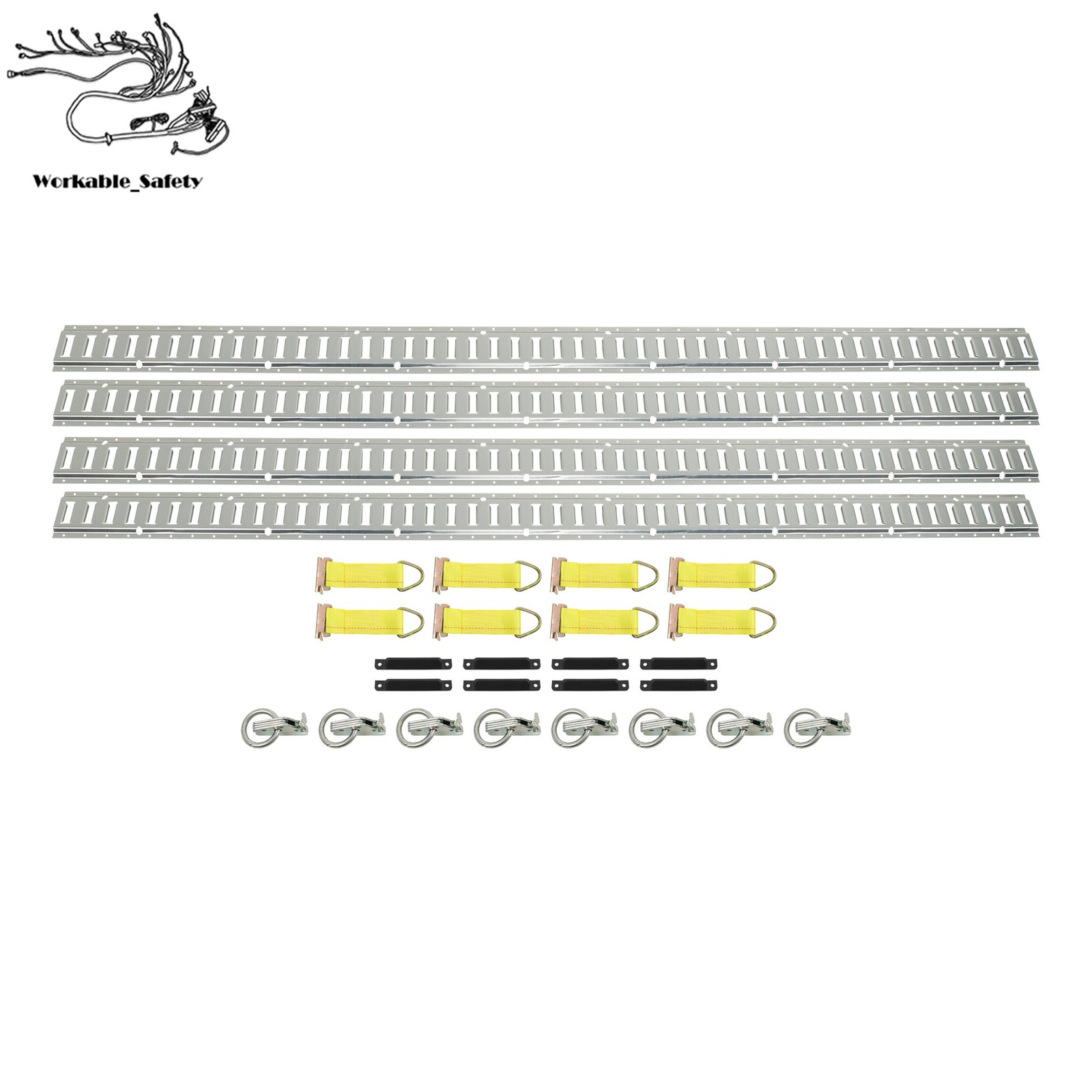 Silver 28 Pack 8 Foot E Track Rails Zinc Plated Steel For Cargo Trailer Tie Down