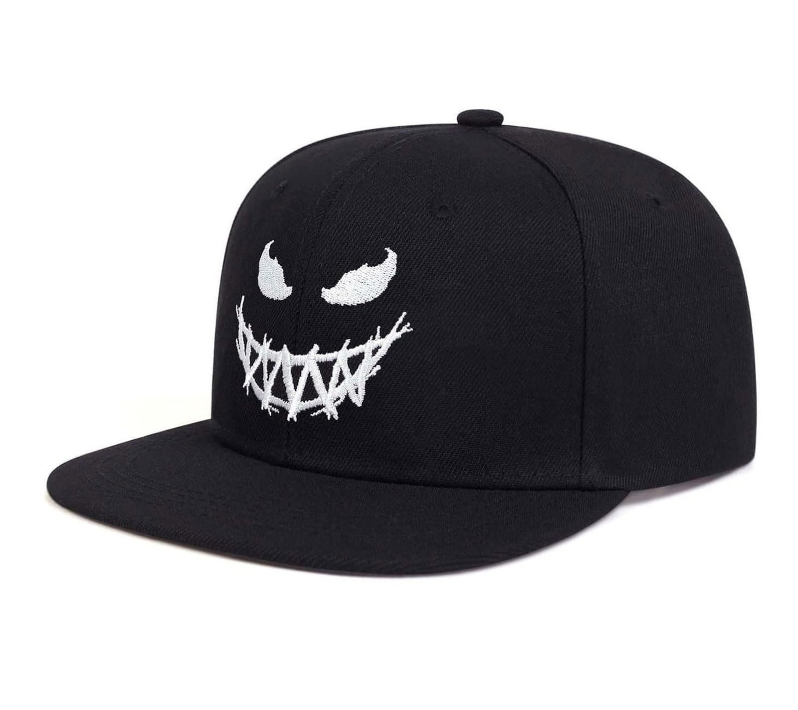 Spooky Ghost Skull Smile Embroidery Hip Hop Baseball Cap - Flat Brim Streetwe...