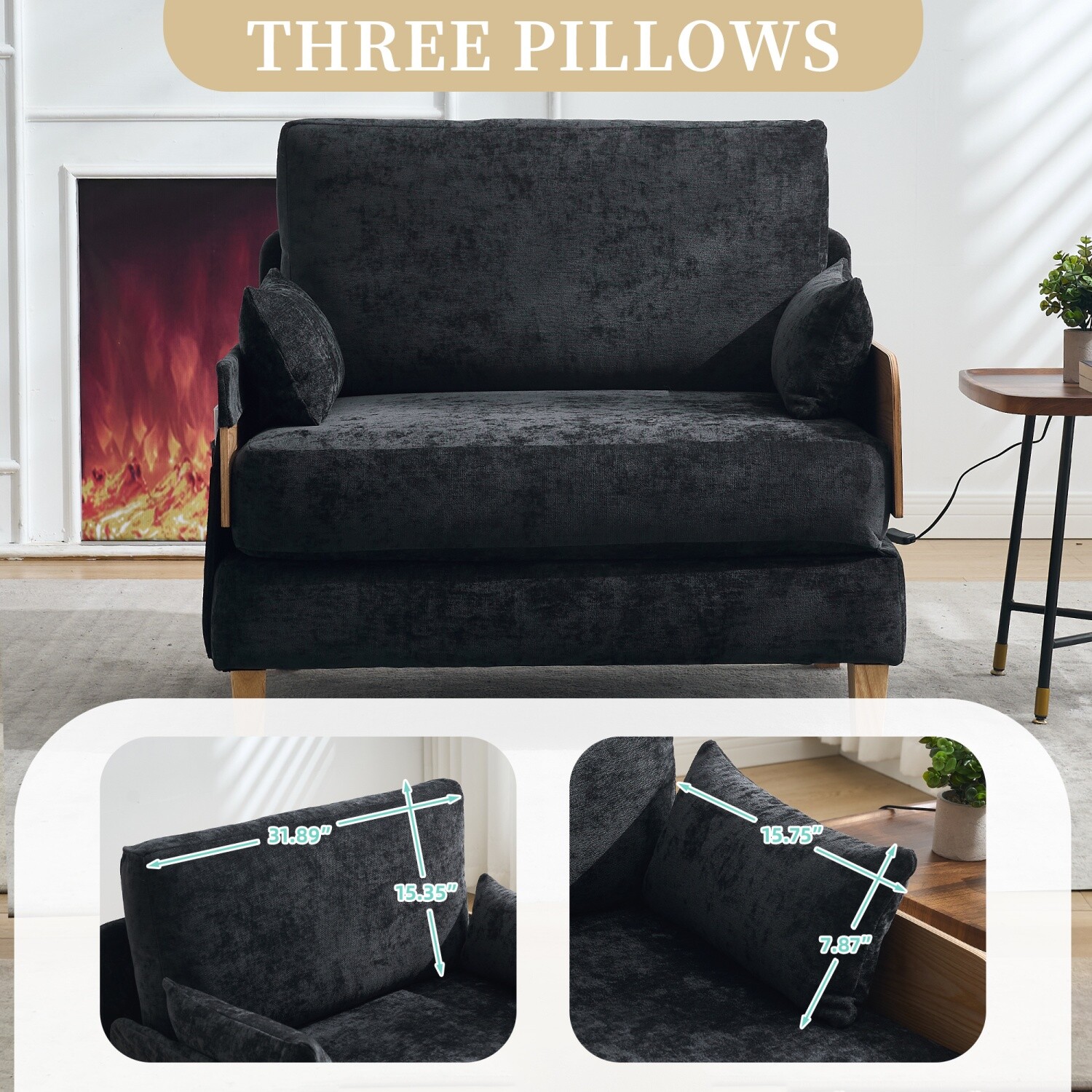 Convertible Sleeper Sofa Bed Multi-Functional Folding Recliner Chair w/ Pillows