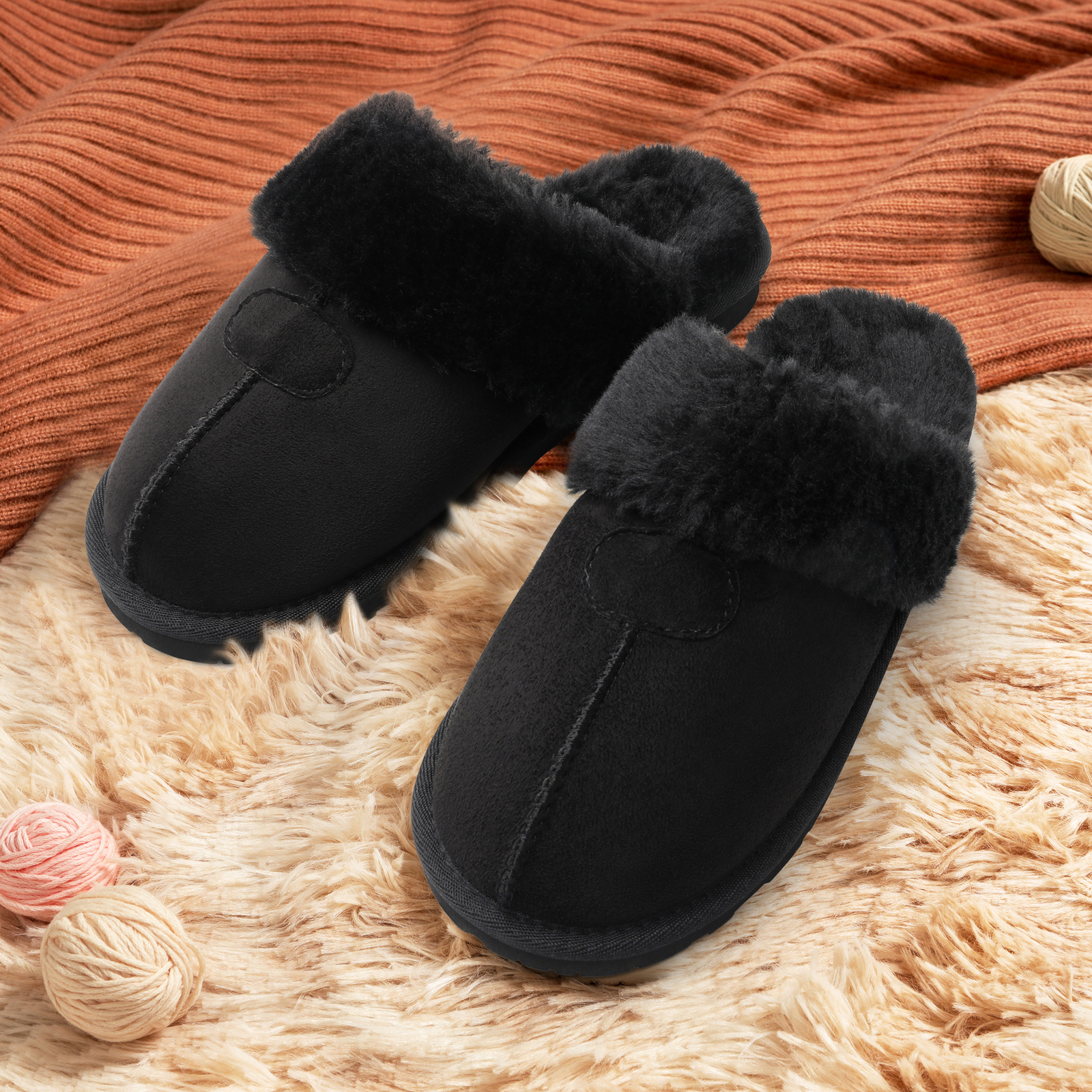 Women House Slippers Indoor Fuzzy Fluffy Furry Shoes Fuzzy Slip On Slippers