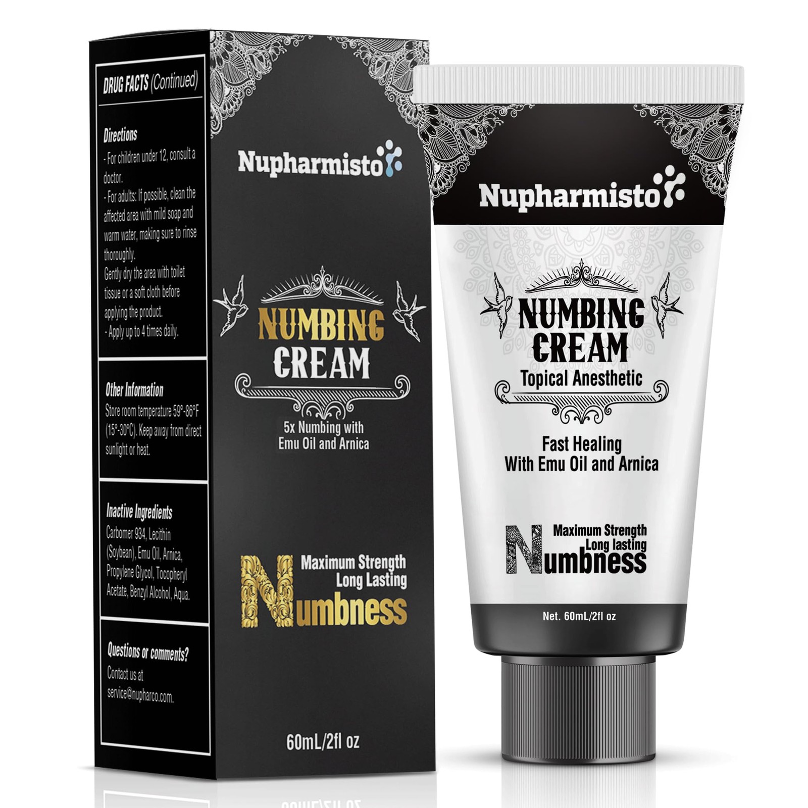 Numbing Cream Maximum Strength Long Lasting Extra Relief Menthol Arnica Emu Oil