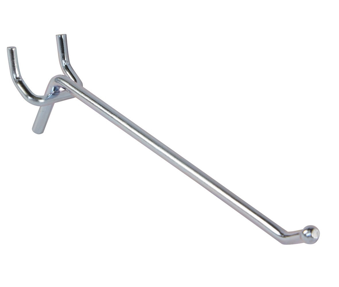 SSWBasics 6 inch Chrome Peg Hook for ¼ inch Pegboard - Pack of 100- Chrome