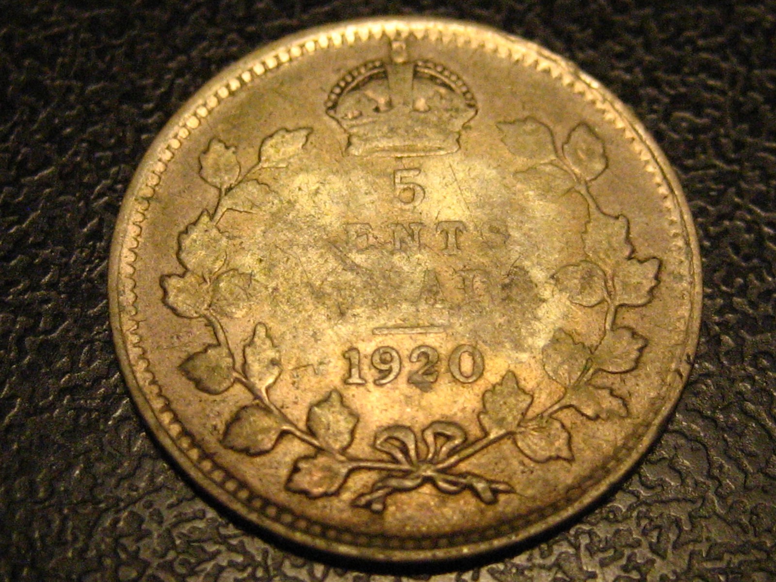 1920 Canadian 5 Cent Silver Damaged #3